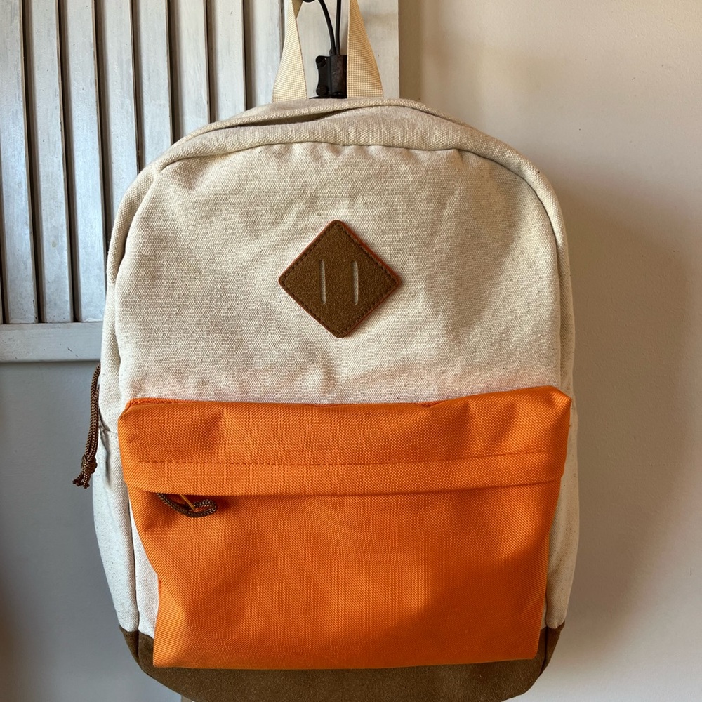 Cat & Jack Colorblock Backpack Cream Canvas Orange School